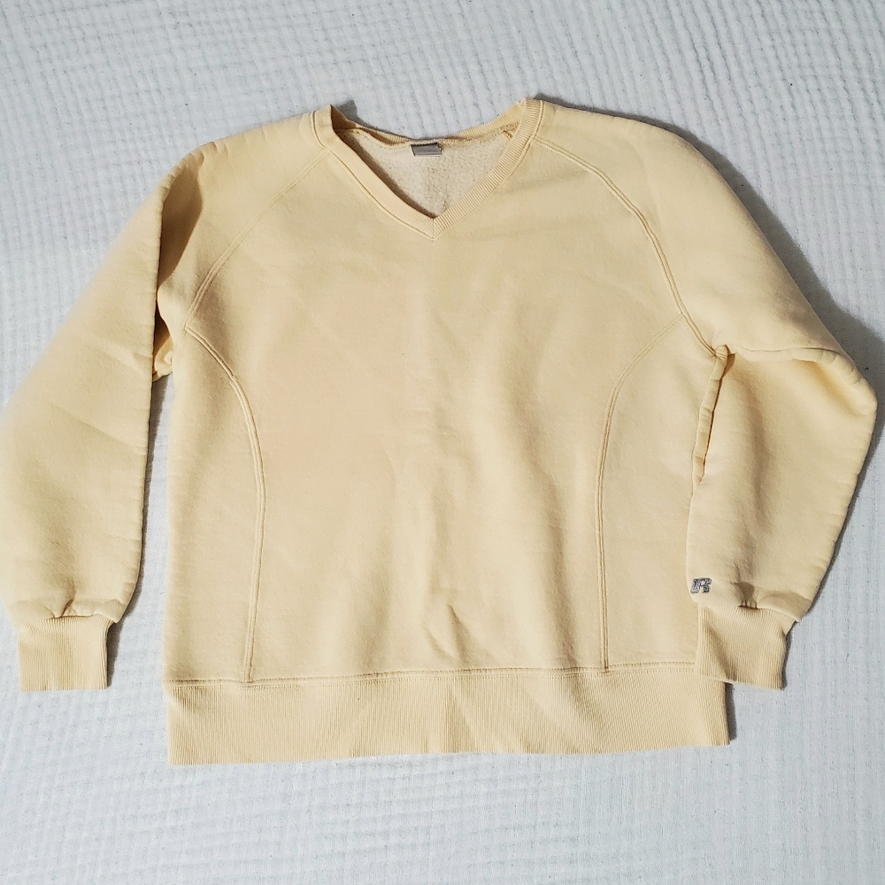 Vintgae Cropped Russell Sweatshirt Pastel Yellow